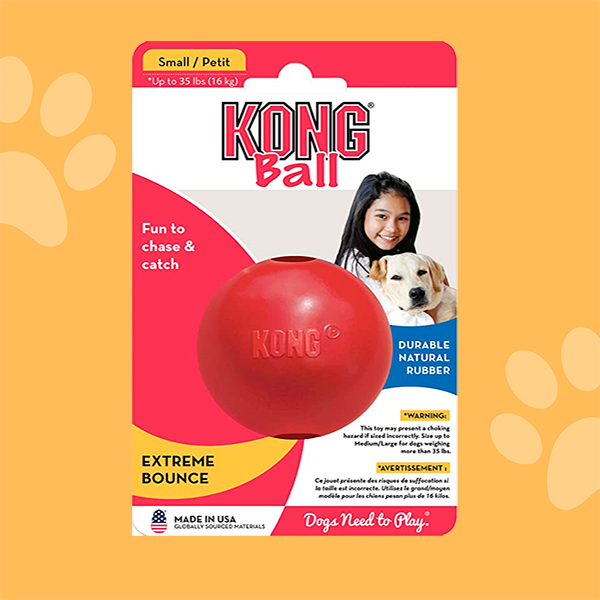 Kong Ball W Hole ML color Rojo Entrenamiento de Perros Veterinaria